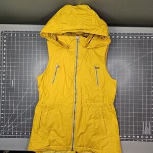 Athleta Rockview Vest Small Marigold Yellow Hooded Athliesure Outdoors Preppy